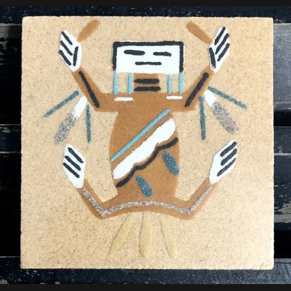 L. YAZZIE Rare Vintage Navajo Native American “Water Creature” Sand Painting - Picture 1 of 2